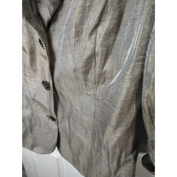 Adrianna Panel Evening Essentials Metallic Taupe Runched Collar Timeless Jacket. - Picture 12 of 14